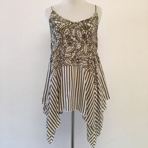 One Society Paisley Spaghetti Top Size M